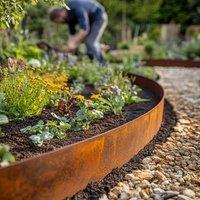 Nicoman Heavy Duty Pre Rusted Metal Garden Border Edging 10m Long Roll in Bronze