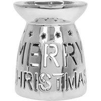60 SECOND MAKEOVER Silver Merry Christmas Wax Melt Burner