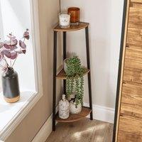 Home Source Locastra Bathroom 3 Tier Corner Shelf Stand Shelving Rack Modern in Dark Brown