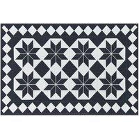 The Rug Shop UK Black Cream Modern Geometric Easy to Clean Mat | Size: 50 cm x 75 cm