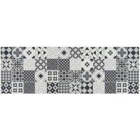 The Rug Shop UK Black Cream Modern Geometric Easy to Clean Mat | Size: 50 cm x 75 cm