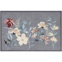 The Rug Shop UK Grey Yellow Brown Modern Floral Easy to Clean Mat | Size: 50 cm x 75 cm