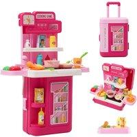H&O Direct Kids Mobile Kitchen Pretend Play Set in Cerise