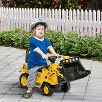 HOMCOM Ride-On Bulldozer Toddler Digger Excavator Construction Truck in Yellow