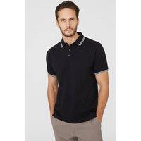 Maine Men's Pique Tipped Polo Shirt in Black | Size: 2XL