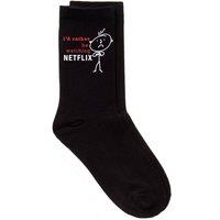 60 SECOND MAKEOVER Men's I'd Rather Be Watching Netflix Black Calf Socks