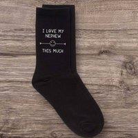 60 SECOND MAKEOVER Men's I Love My Nephew This Much Black Calf Socks