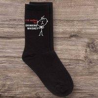 60 SECOND MAKEOVER Men's I'd Rather Be Drinking Whiskey Black Calf Socks