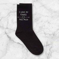 60 SECOND MAKEOVER Men's I Love My Fiance This Much Black Calf Socks