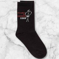 60 SECOND MAKEOVER Men's I'd Rather Be Drinking Cider Black Calf Socks