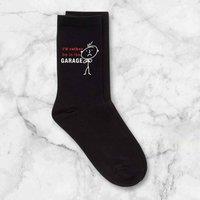 60 SECOND MAKEOVER Men's I'd Rather Be in The Garage Black Calf Socks