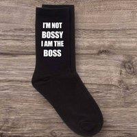 60 SECOND MAKEOVER Men's I Am Not Bossy I Am The Boss Black Calf Socks