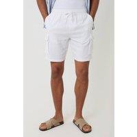 Threadbare Men's Linen Blend Cargo Shorts in White | Size: Large