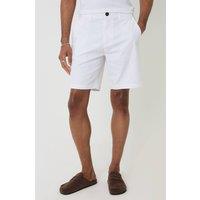 Threadbare Men's Cotton Regular Fit Stretch Chino Shorts in White | Size: 34R