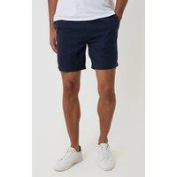 Threadbare Men's Shorter Length Linen Blend Shorts in Navy | Size: Medium