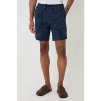 Threadbare Men's Shorter Length Stripe Cotton Shorts in Navy | Size: Large