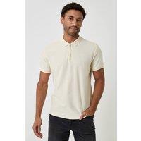 threadbare Men's Textured Cotton Quarter Zip Polo Shirt in Natural | Size: Large