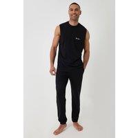 Threadbare Men's Relaxed Fit Sleeveless Lounge Set in Black | Size: Medium