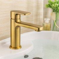 Bathroom Kingdom Wrexham Brushed Brass Basin Mixer Tap + Waste in Gold