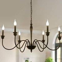 Garwarm Country 95cm Candle-Style Chandelier, Adjustable Chain, 6 Lights in Black