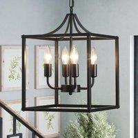 Garwarm Lantern Style Chandeliers Hanging Pendant Ceiling Lights in Black