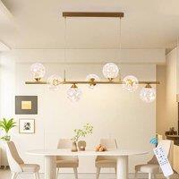 Garwarm 7 - Light Glass Dimmable LED Kitchen Island Linear Pendant in Gold