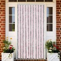 Berkfield Home Fly Curtain Silver Grey & Pink 90x200 cm Chenille