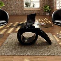 Berkfield Home Coffee Table with Oval Glass Top High Gloss Black