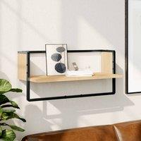 Berkfield Home Wall Shelf with Bar Sonoma Oak 65x25x30 cm in Brown | Size: 65 x 25 x 30 cm