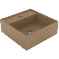 Berkfield Home Luxury Basin Overflow Square Matt Cream 41x41 cm Ceramic