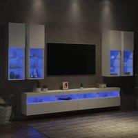 Berkfield Home 7 Piece TV Wall Cabinet Set with LED Lights White