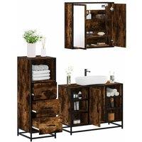 Berkfield Home 3 Piece Bathroom Furniture Set Smoked Oak Engineered Wood in Brown