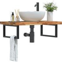 Berkfield Home Basin Shelf Wall Mounted Steel & Solid Wood Acacia in Brown