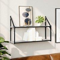 Berkfield Home 2-Tier Wall Shelf Grey Sonoma 80x21x51 cm Engineered Wood | Size: 80 x 21 x 51 cm