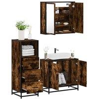 Berkfield Home 3 Piece Bathroom Furniture Set Smoked Oak Engineered Wood in Brown