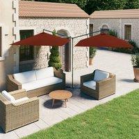 Berkfield Home Double Garden Parasol with Steel Pole Terracotta 600x300 cm in Brown