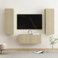 Berkfield Home 3 Piece TV Cabinet Set Sonoma Oak Engineered Wood in Brown
