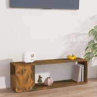 Berkfield Home TV Cabinet Smoked Oak 100x24x32 cm Engineered Wood in Brown | Size: 100 x 24 x 32 cm