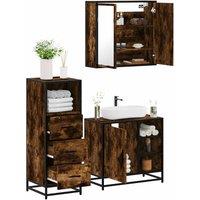 Berkfield Home 3 Piece Bathroom Furniture Set Smoked Oak Engineered Wood in Brown