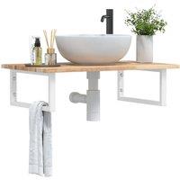 Berkfield Home Basin Shelf Wall Mounted Steel & Solid Wood Acacia in Brown