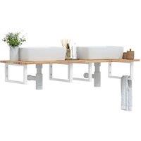 Berkfield Home Basin Shelf Wall Mounted Steel & Solid Wood Acacia in Brown