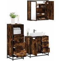 Berkfield Home 3 Piece Bathroom Furniture Set Smoked Oak Engineered Wood in Brown