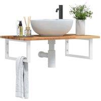 Berkfield Home Basin Shelf Wall Mounted Steel & Solid Wood Acacia in Brown