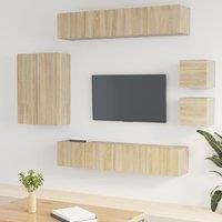 Berkfield Home 8 Piece TV Cabinet Set Sonoma Oak Engineered Wood in Brown