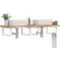 Berkfield Home Basin Shelf Wall Mounted Steel & Solid Wood Acacia in Brown