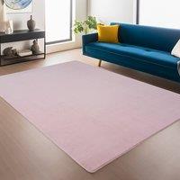 Desire Rugs Snuggly Washable Low Pile Living Room Area Rug Anti-Slip Felt Backing in Baby Pink | Size: 200 cm x 280 cm