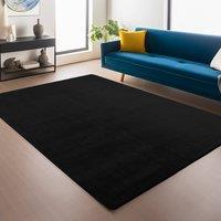 Desire Rugs Snuggly Washable Low Pile Living Room Area Rug Anti-Slip Felt Backing in Black | Size: 200 cm x 280 cm