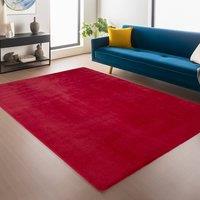 Desire Rugs Snuggly Washable Low Pile Living Room Area Rug Anti-Slip Felt Backing in Red | Size: 200 cm x 280 cm