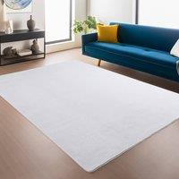 Desire Rugs Snuggly Washable Low Pile Living Room Area Rug Anti-Slip Felt Backing in Natural White | Size: 200 cm x 280 cm