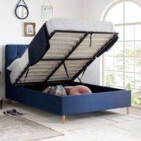 Birlea Velvet Fabric Ottoman Bed Frame Storage Loxley in Blue | Size: Small Double